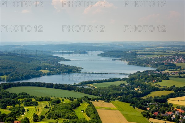 Aerial view over the Mohnesee lake