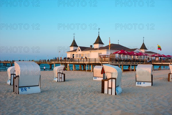 Ahlbeck pier with beach chairs