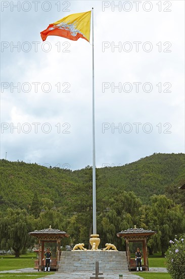 Bhutanese flag and sentinel