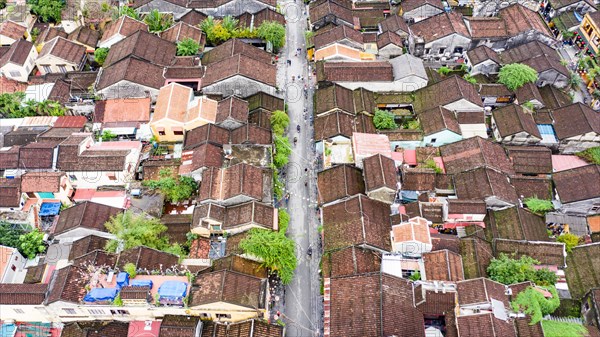 Roofs of old houses with Tráº§n Phu pedestrian road