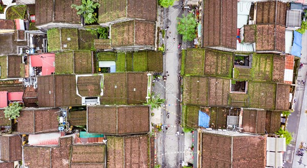 Roofs of old houses with Tráº§n Phu pedestrian road