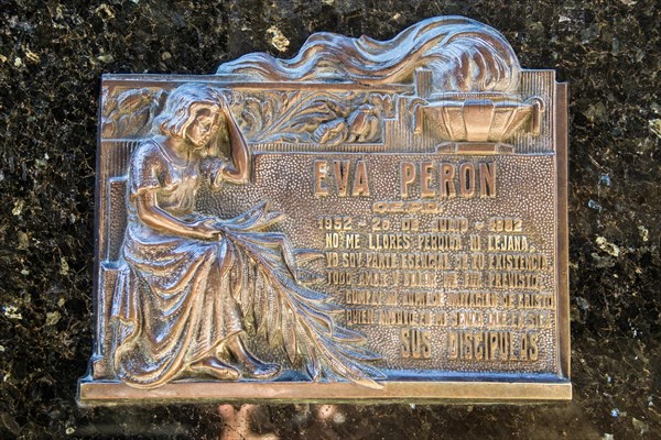 Commemorative sign on Eva Peron