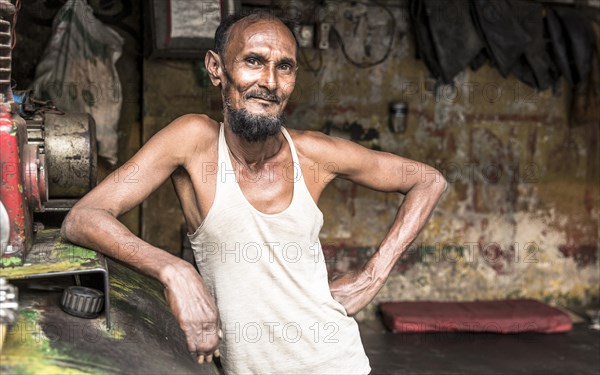 Portrait of a worker in the brickyard