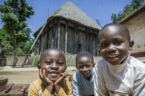 Happy children in front of meeting room