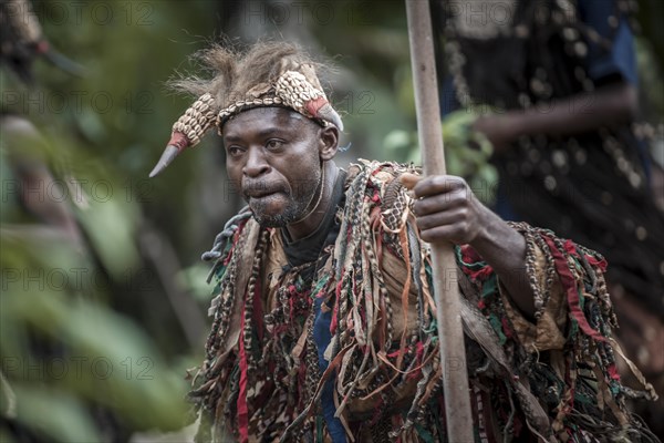 Men of the ethnic group of the Bamileke with traditional masks