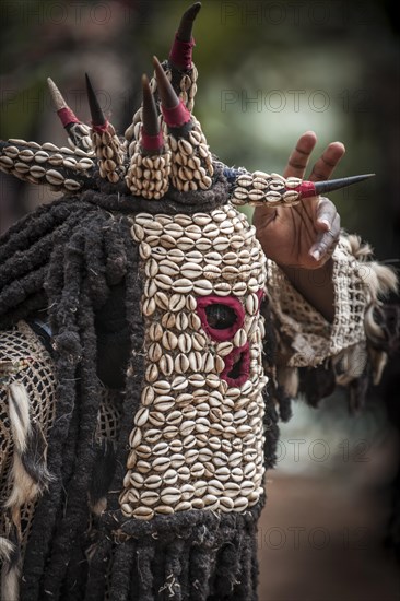 Men of the ethnic group of the Bamileke with traditional masks