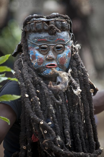 Men of the ethnic group of the Bamileke with traditional masks