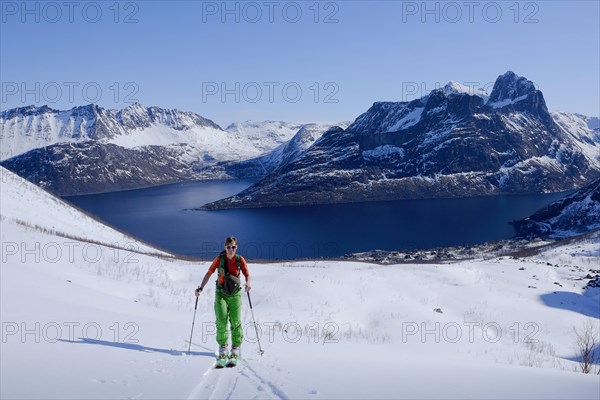 Woman ski touring