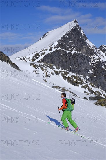 Woman ski touring