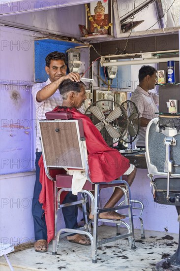 Customer at barber shop