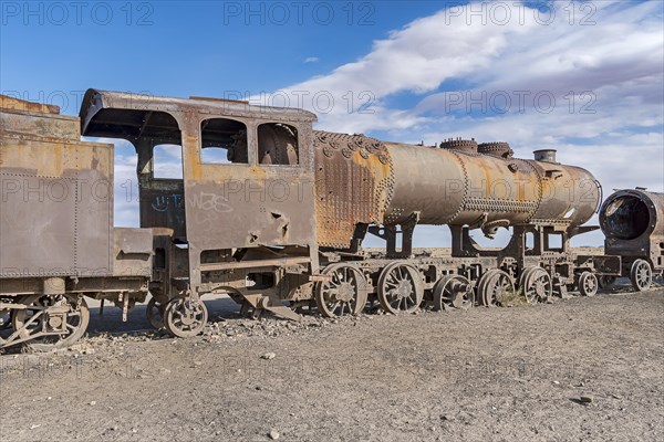 Old train in the train cemetery Cementerio de los Trenes