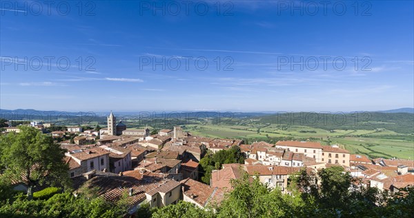 View over houses towards valley