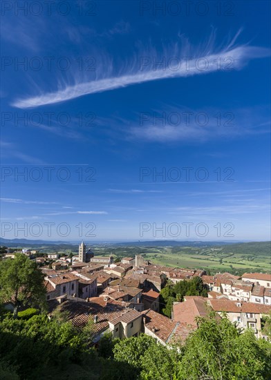 View over houses towards valley