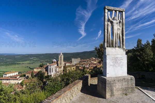 Monument against fascism and Nazism on hill above town