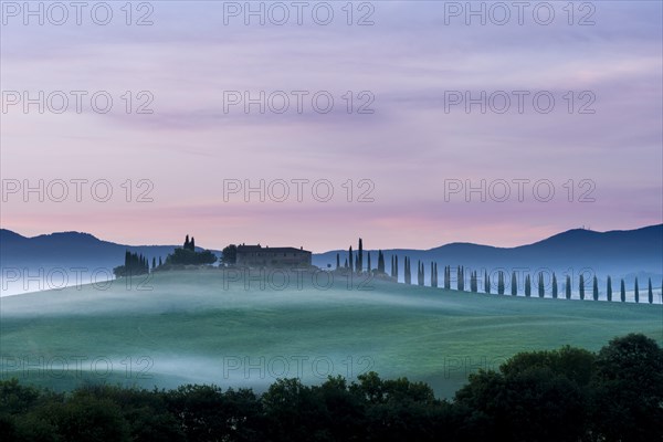 Typical green Tuscan landscape in Bagno Vignoni