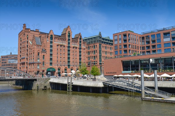 Historic brick buildings at Magdeburger Hafen harbour