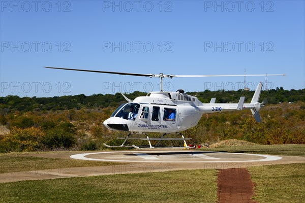 Helicopter on landing pad