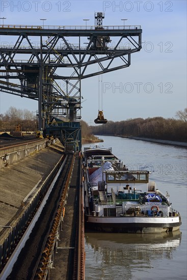 Hard coal is loaded onto cargo ship