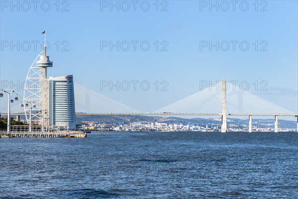 Vasco da Gama Bridge and Tower seen from the Parque das Nacoes