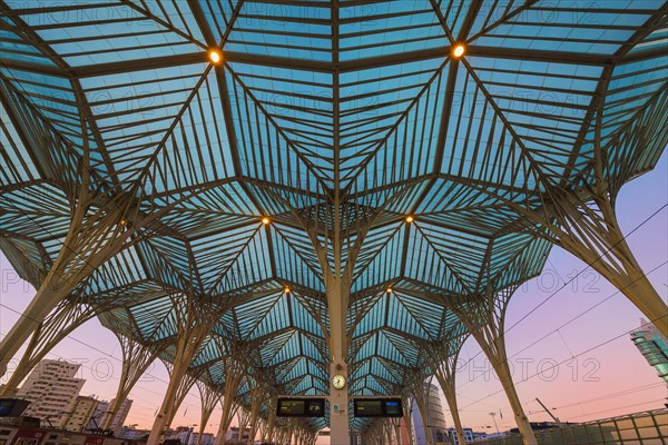 Train station Lisbon East at sunset