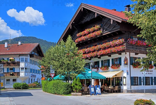 Hotel Wolf with flower balconies in the centre