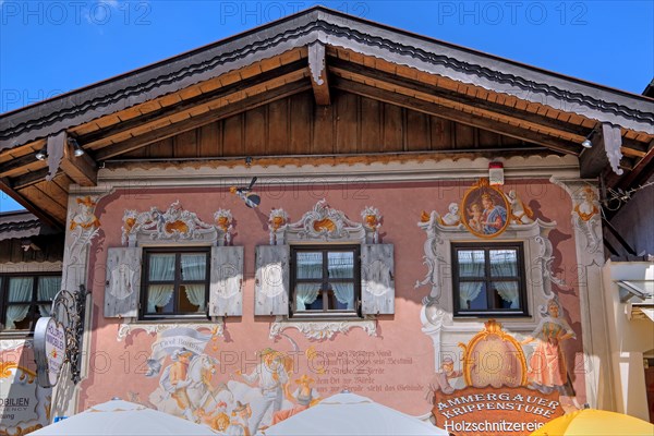 House facade with typical Luftlmalerei in the center