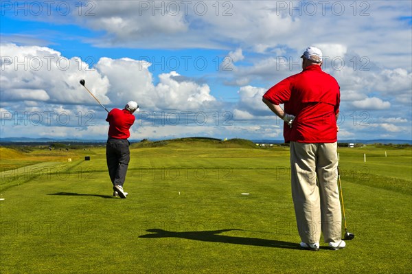 Two golfers teeing on the Jubilee Course