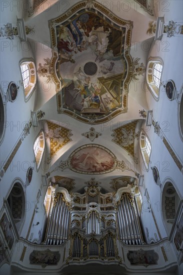 Organ and ceiling fresco of the church of the Monastery Ursberg