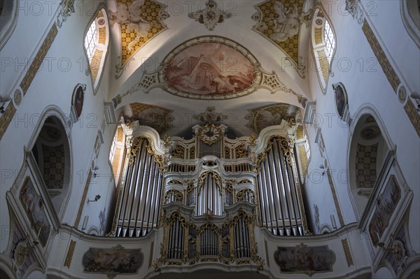 Organ and ceiling fresco of the church of the Monastery Ursberg