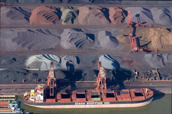 Cargo ship at the coal port Hansaport