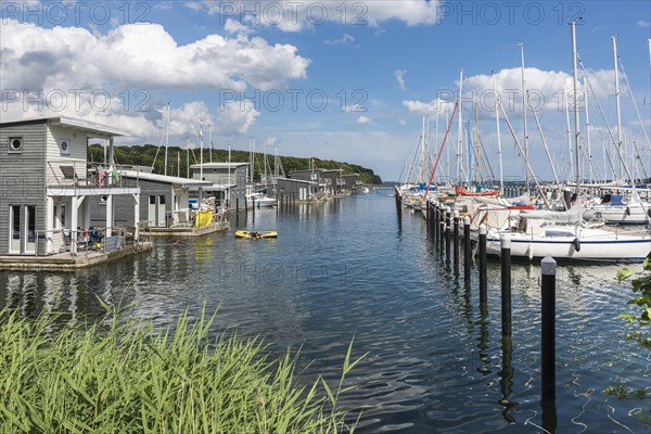 Floating apartments in marina