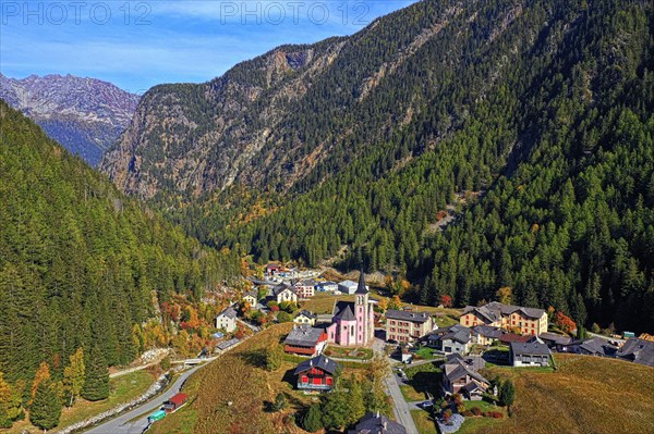 Mountain village Trento in autumn