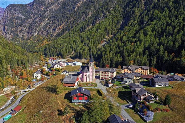 Mountain village Trento in autumn