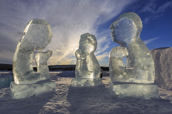 Ice sculptures in front of Icehotel