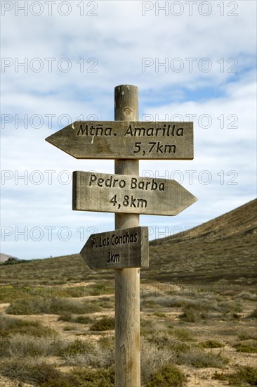 Sighnpost with direction pointers on La Isla Graciosa