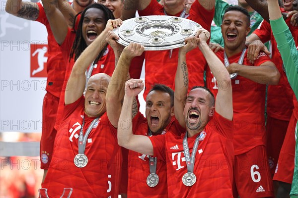 From the left: Arjen Robben FC Bayern Munich Rafinha FC Bayern Munich Franck Ribery FC Bayern Munich