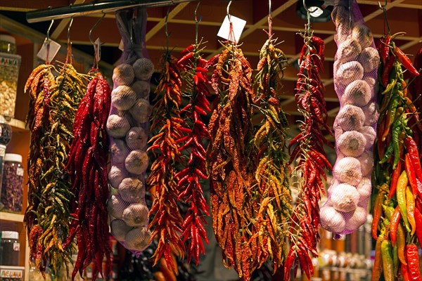 Hanging garlic and chilli