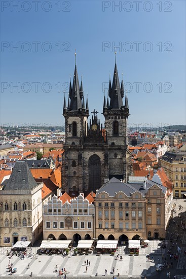 View from the Town Hall tower to the Tyn Church