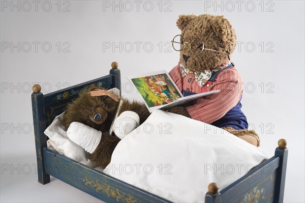 Sick Teddy Bear with head and paws bandaged