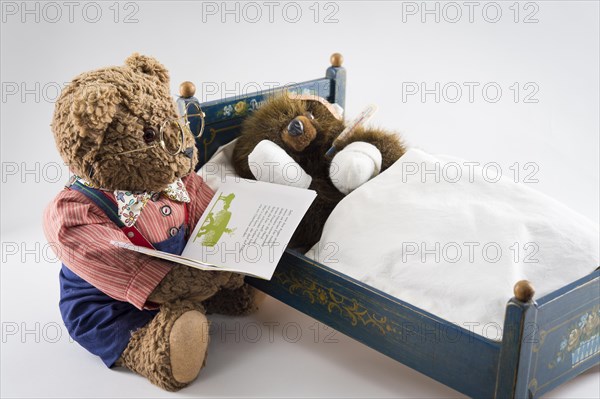 Sick Teddy Bear with head and paws bandaged