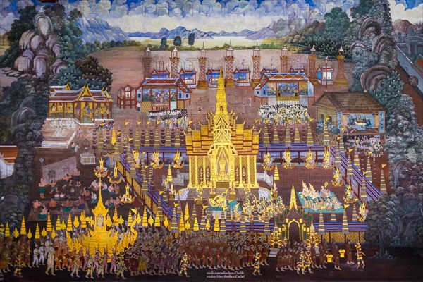 Murals depicting scenes from the Ramakien