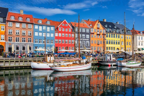 Coloured houses and sailing boats on Nyhavn canal