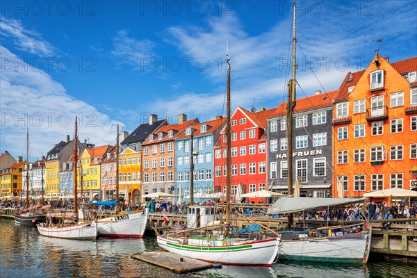 Coloured houses and sailing boats on Nyhavn canal