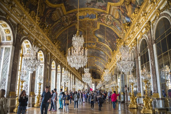 Visitors in the Hall of Mirrors