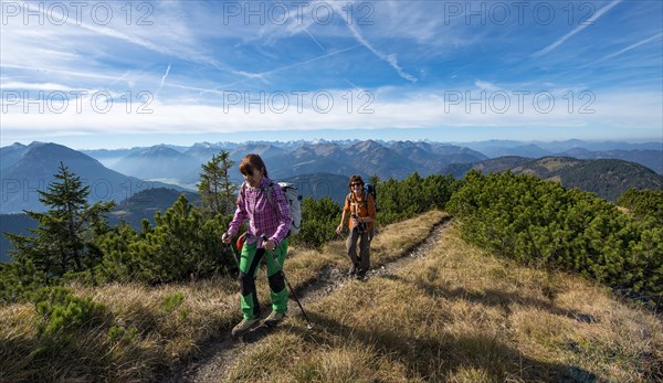 Hikers crossing the Blauberge mountains