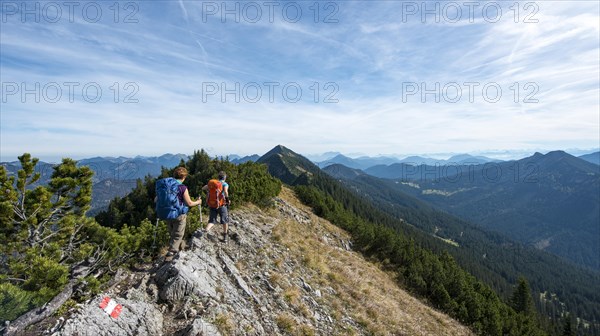 Hikers crossing the Blauberge mountains