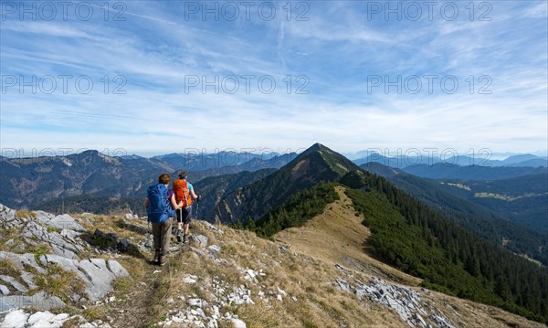 Hikers crossing the Blauberge mountains