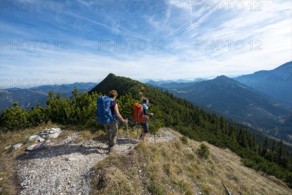 Hikers crossing the Blauberge mountains