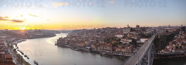 View over Porto with river Rio Douro and bridge Ponte Dom Luis I