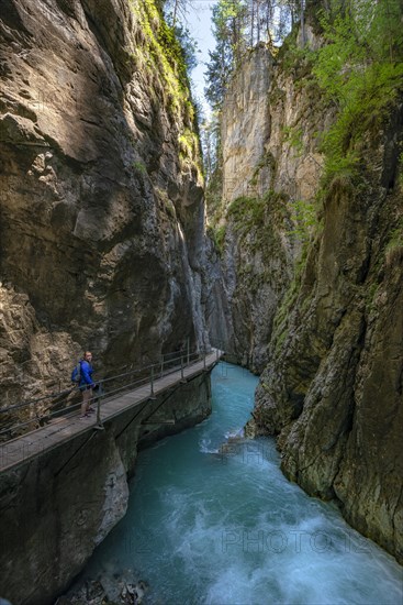 Wooden bridge through Leutasch gorge